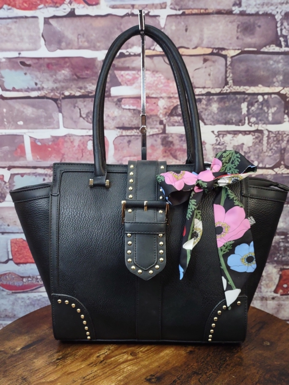 Mia K Collection Studded Faux Leather Tote Bag